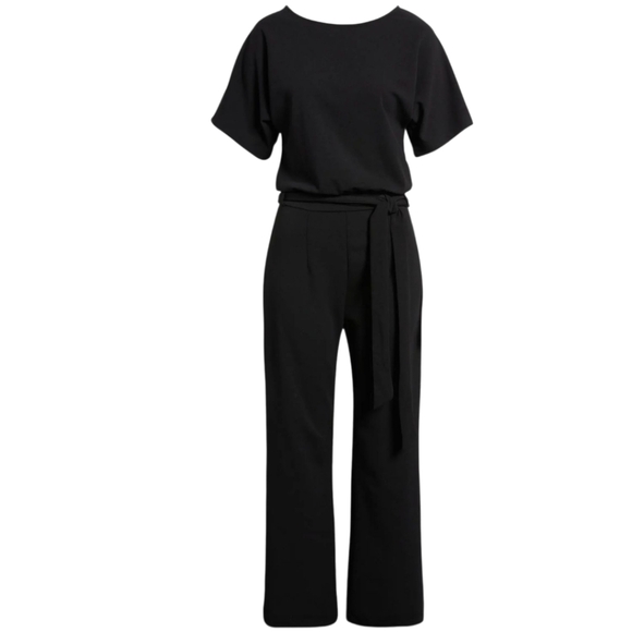 Nikki Lund Women's Alexandra Tie Waist Jumpsuit Black Size XL NWOT - Picture 1 of 10